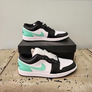 Nike Air Jordan 1 Low Men's Black and Teal Sneakers Size 10.5